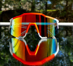 "Eclipse" Sports Performance Sunglasses (White w/ Orange)
