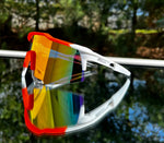 "Eclipse" Sports Performance Sunglasses (White w/ Orange)